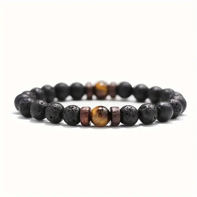 Vintage Earthy Stone Beaded Masculine Bracelet Premium