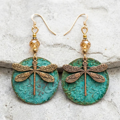Vintage Dragonfly Golden Earrings
