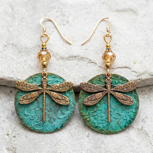 Vintage Dragonfly Golden Earrings