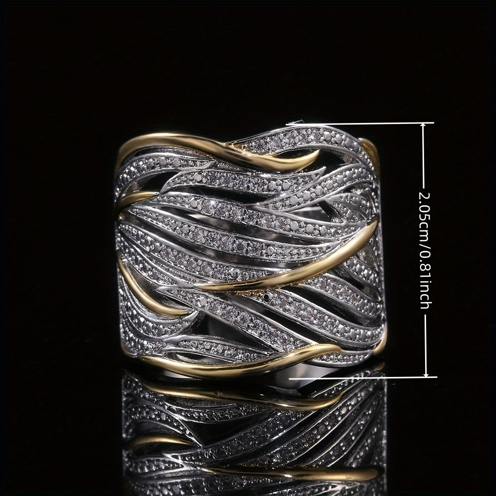 Silver and Gold Woven Band Ring