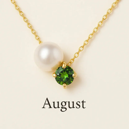 Pearl & Zircon Birthstone Pendant Necklace