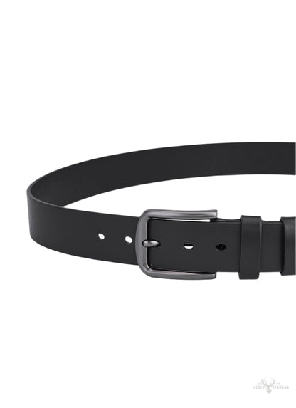 2 piece round leather belt set - black & dark brown - elegant for men