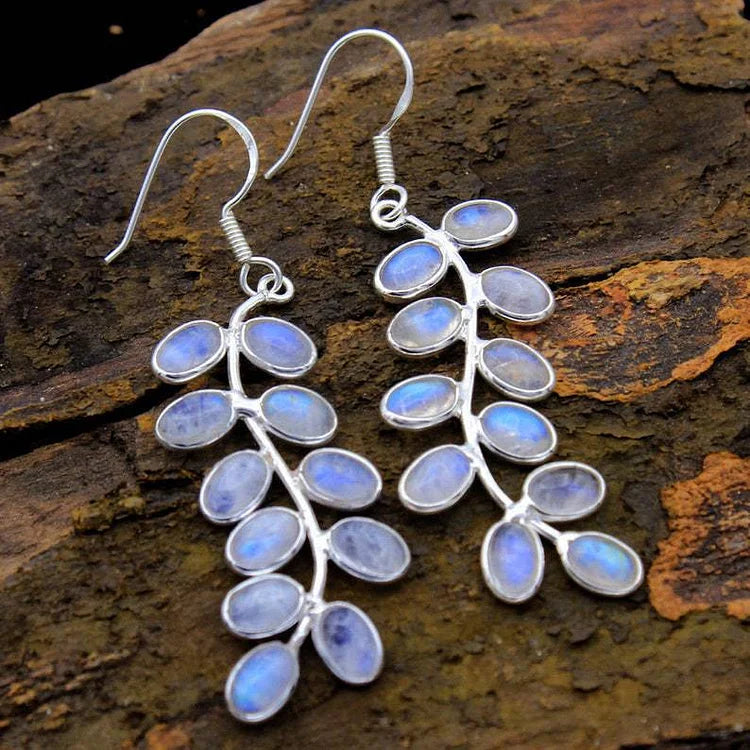 Gorgeous Plant Leaves Moonstone Earrings