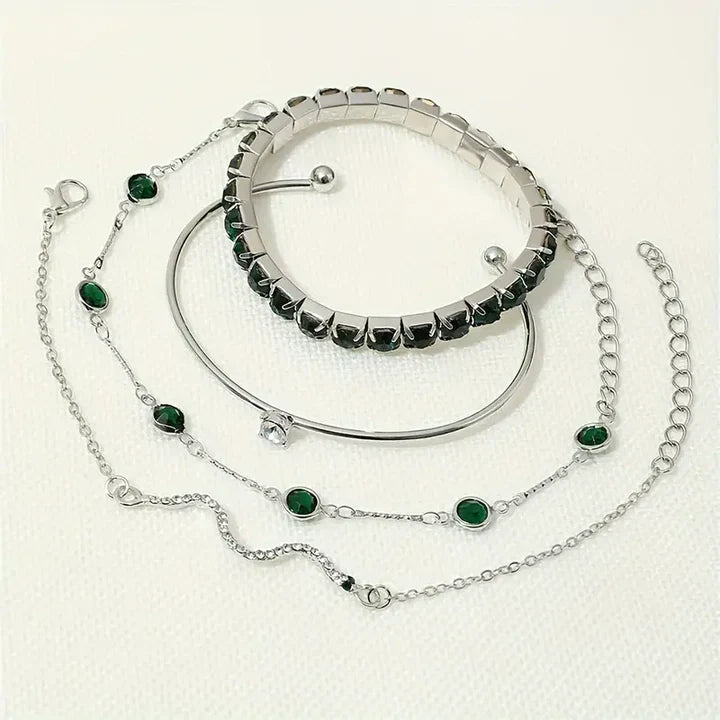 Green Gemstone Bracelet Set