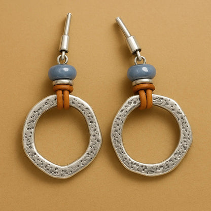 Vintage Boho Silver Circle Earrings