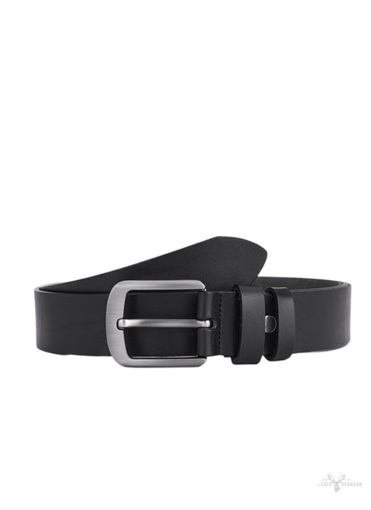 2-piece stylish round leather belt set - black & brown