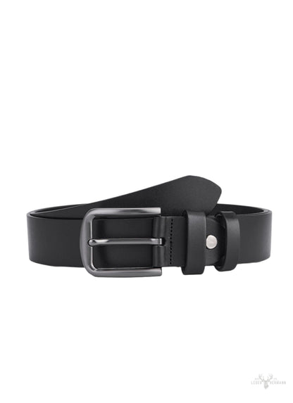 2 piece round leather belt set - black & dark brown - elegant for men