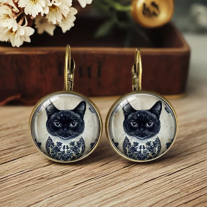 Porcelain Reverie Feline Drop Earrings