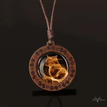Cat necklace with adjustable leather strap