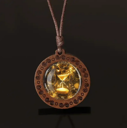 Hourglass necklace with more adjustable leather strap