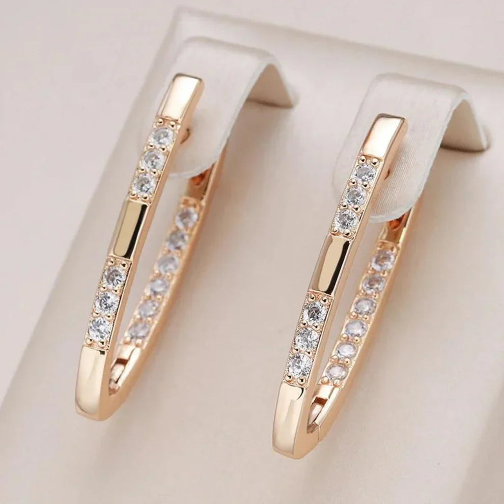 Modern Gold Zirconia Drop Earrings