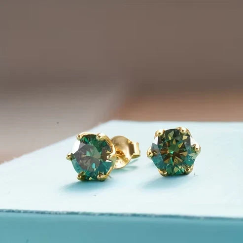 Moss Agate Rounded Stud Earrings