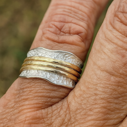 Elegant Gold & Silver Spinner Ring