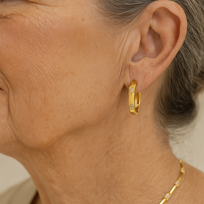 Vintage Golden Flower Hoop Earrings
