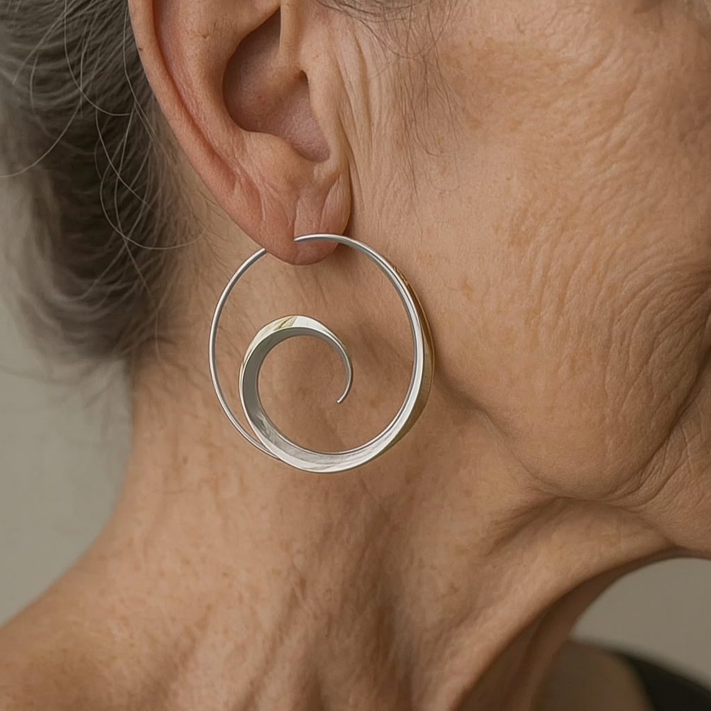 Vintage earrings with spiral waves