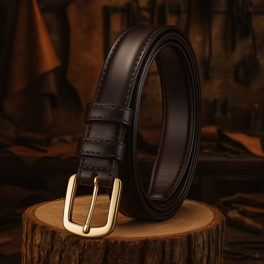 Zarino Jewellery's Women's Leather Belt Elegant & Narrow | Dark Brown