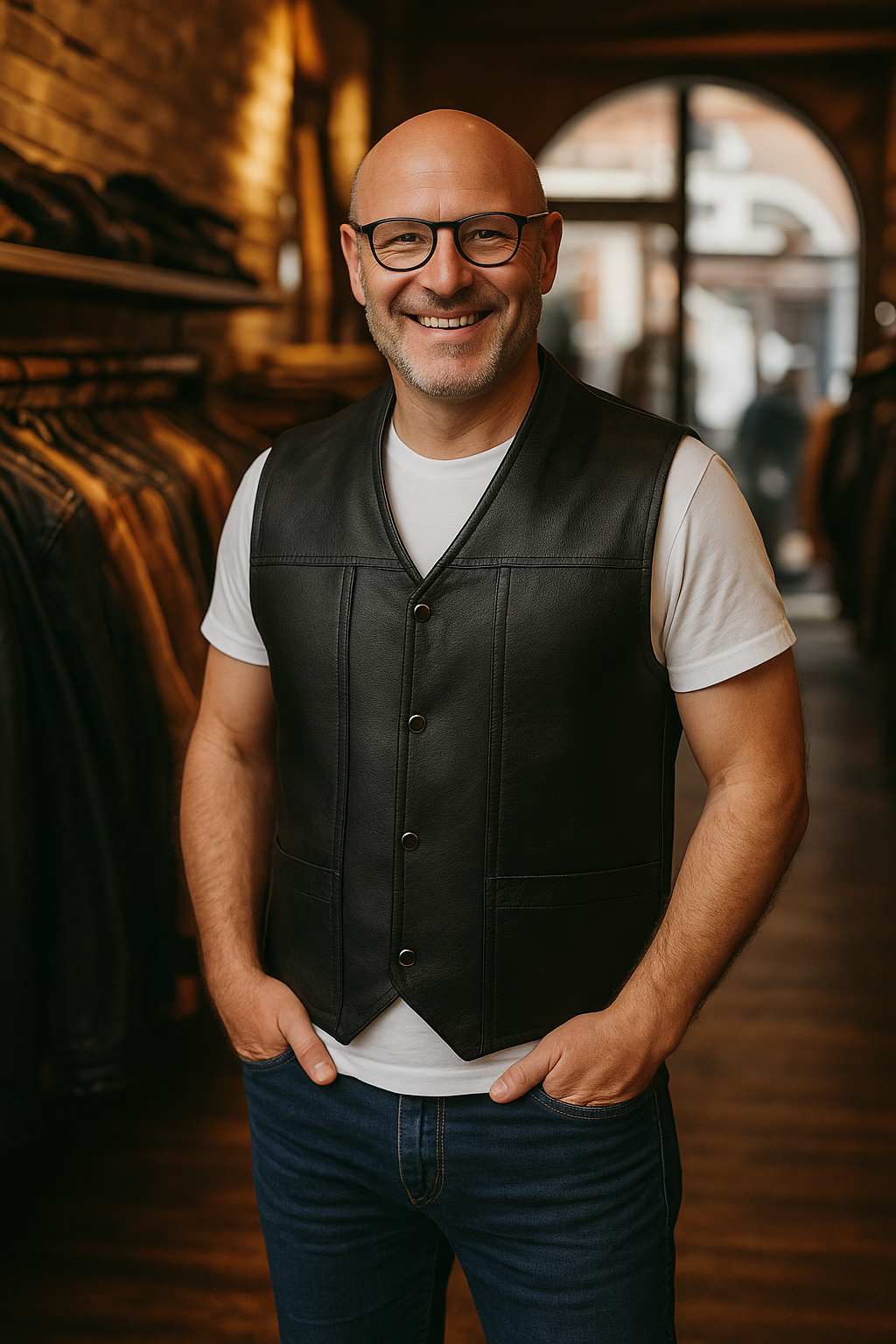 Zarino Jewellery's leather vest with button placket