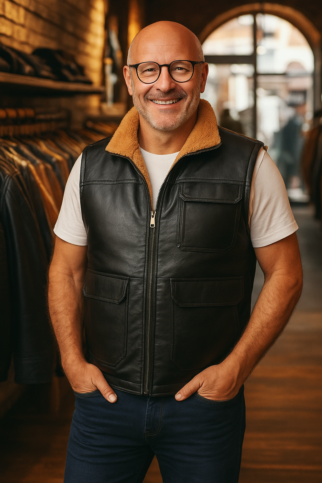 Zarino Jewellery's warming leather vest with zipper