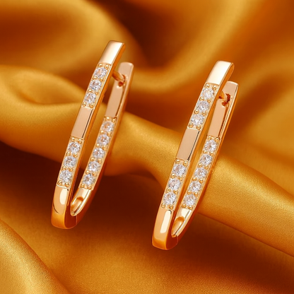 Modern Gold Zirconia Drop Earrings