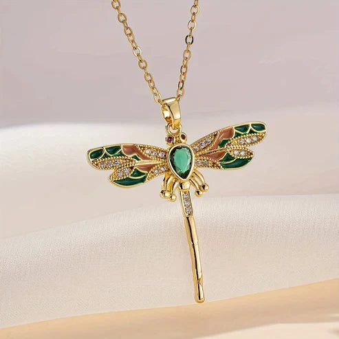 Dancing Dragonfly Golden Dreams Necklace