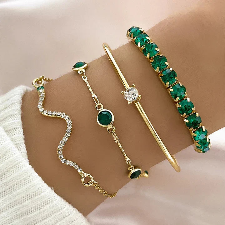 Green Gemstone Bracelet Set