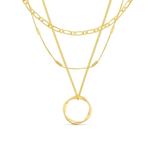 Open Circle Three Row Necklace