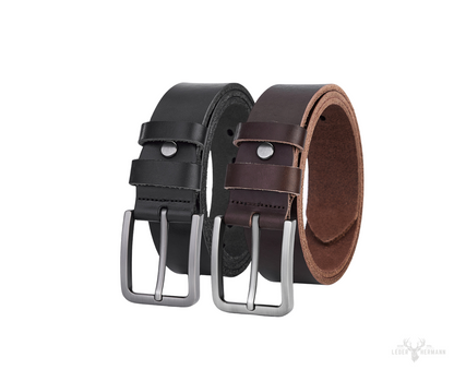 2 pieces of elegant round leather straps - black & dark brown - ideal for stylish men
