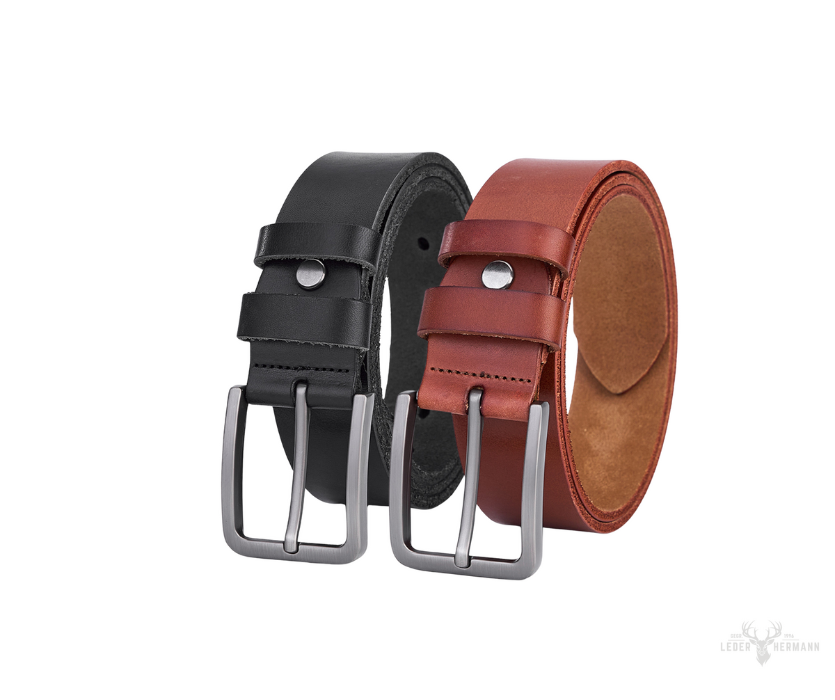 Set of 2 leather belts – black and brown – stylish leather belts for men