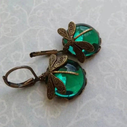 Antique Gold Dragonfly Earrings