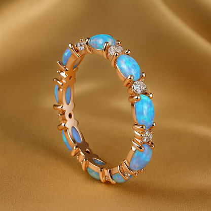 Luxe Opal & Diamond Eternity Ring