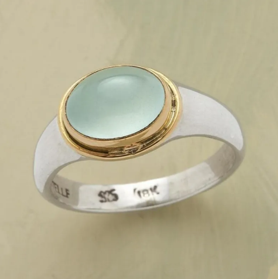Silver Green Diamond Ring