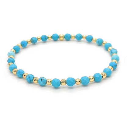 Vintage Turquoise Beaded Cross Charm Bracelet
