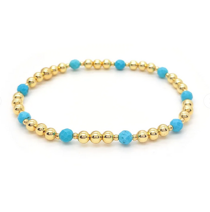Vintage Turquoise Beaded Cross Charm Bracelet