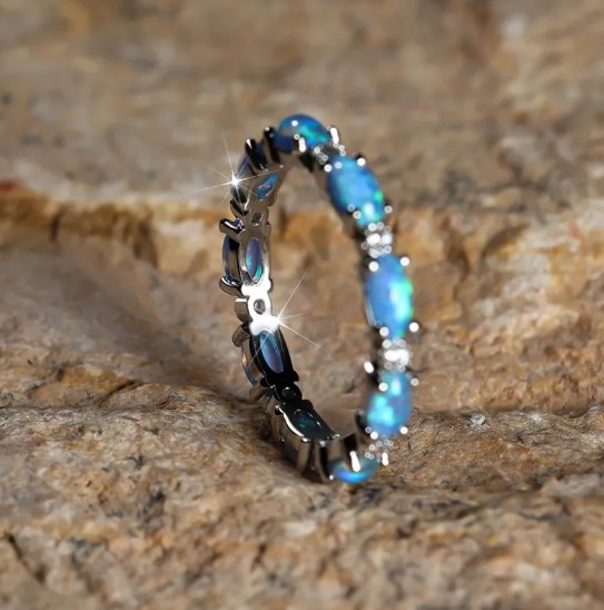 Luxe Opal & Diamond Eternity Ring