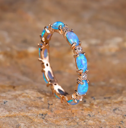 Luxe Opal & Diamond Eternity Ring