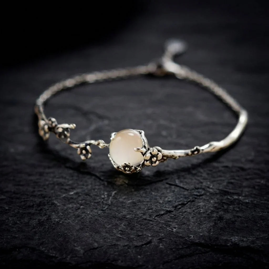 Vintage Silver Plated Floral Branch Bracelet