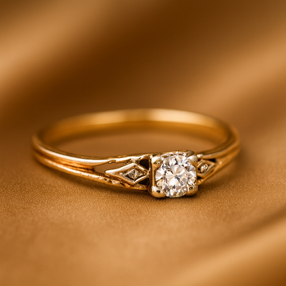Classic Vintage Gold Zirconia Ring