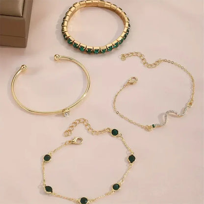 Green Gemstone Bracelet Set