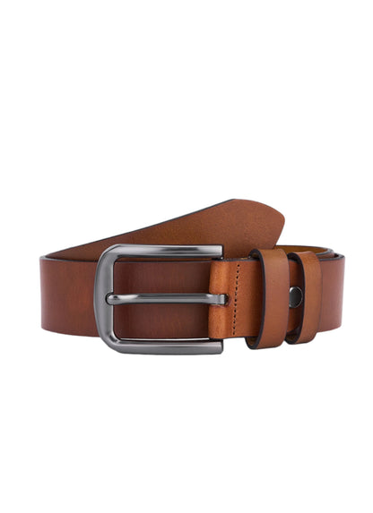 2 pieces round leather straps – Black & Cognac – Premium men's belt for every style