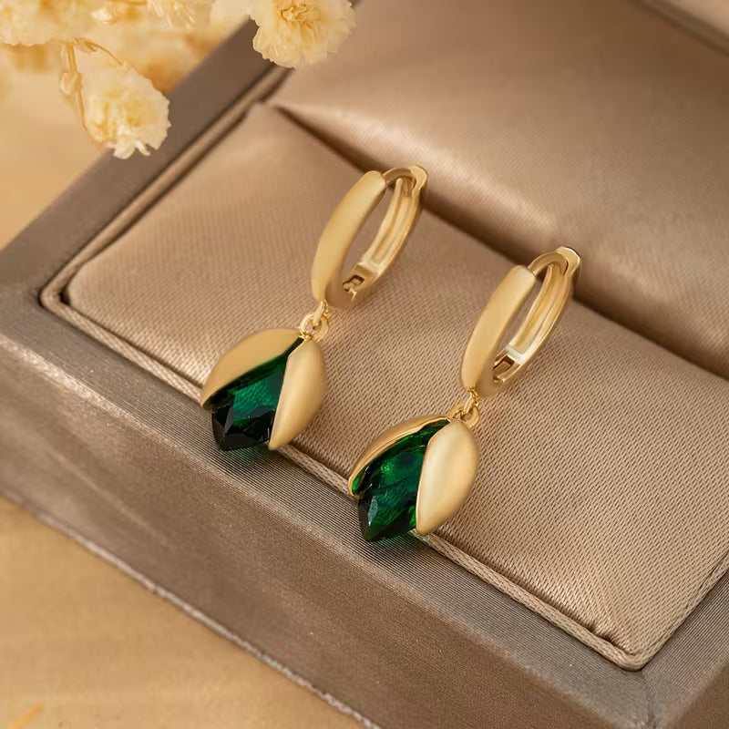 Vintage Green Teardrop Earrings