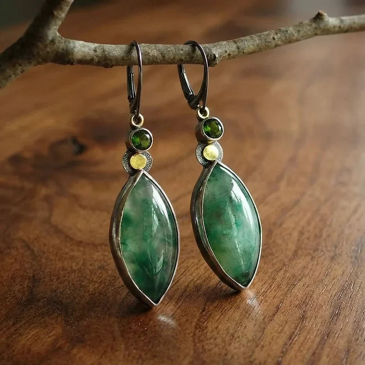Vintage Green Stone Earrings