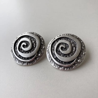 Vintage Bohemian Silver Spiral Earrings