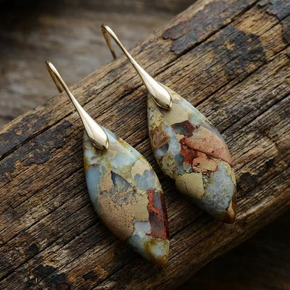 Emperor Stone Leaf Pendant Earrings