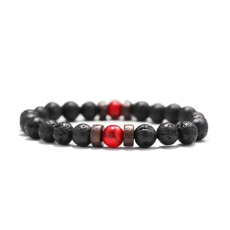 Vintage Earthy Stone Beaded Masculine Bracelet Premium
