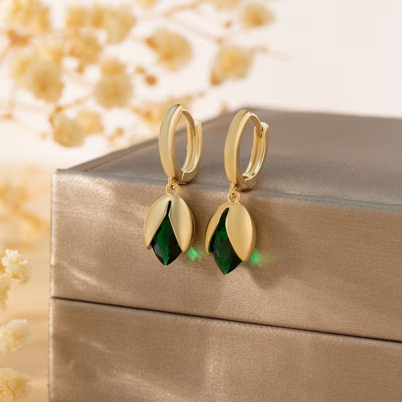Vintage Green Teardrop Earrings