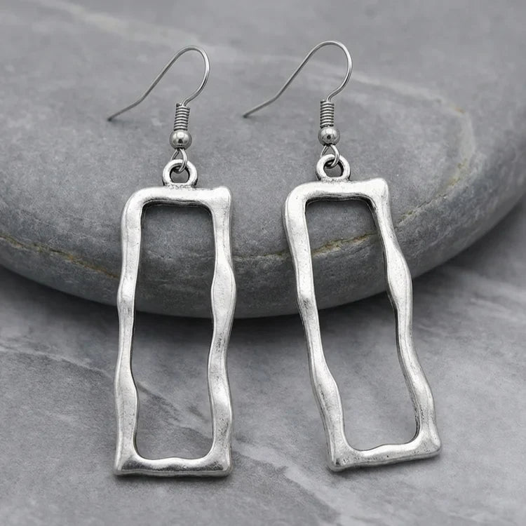 Vintage Rectangular Silver Earrings