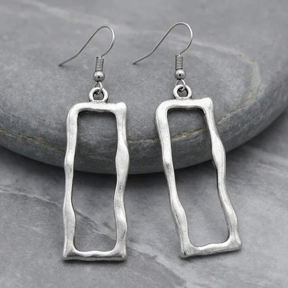 Vintage Rectangular Silver Earrings