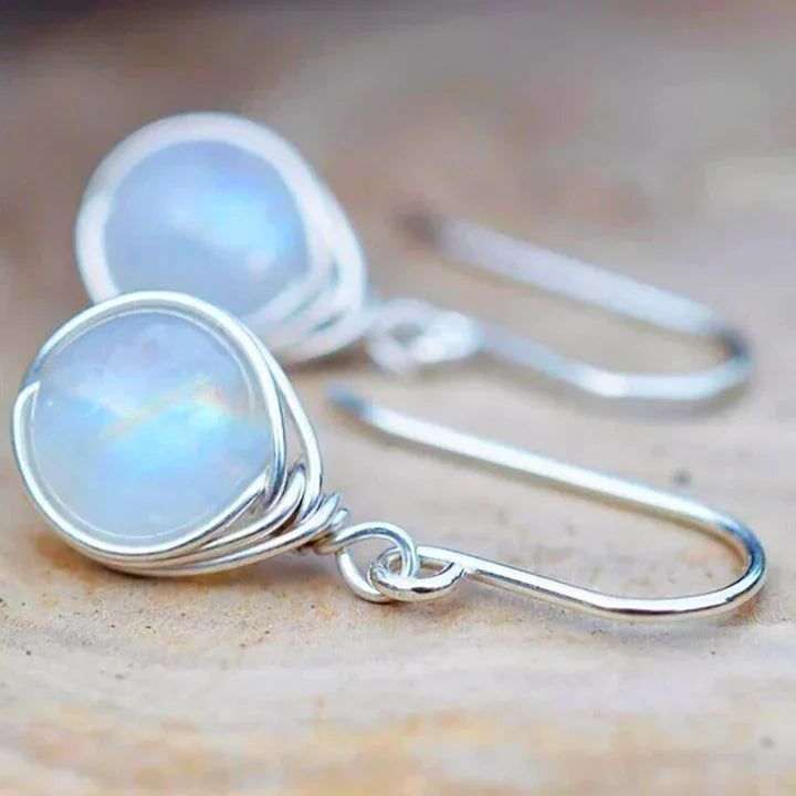 Moonstone Drop Earrings in Silver