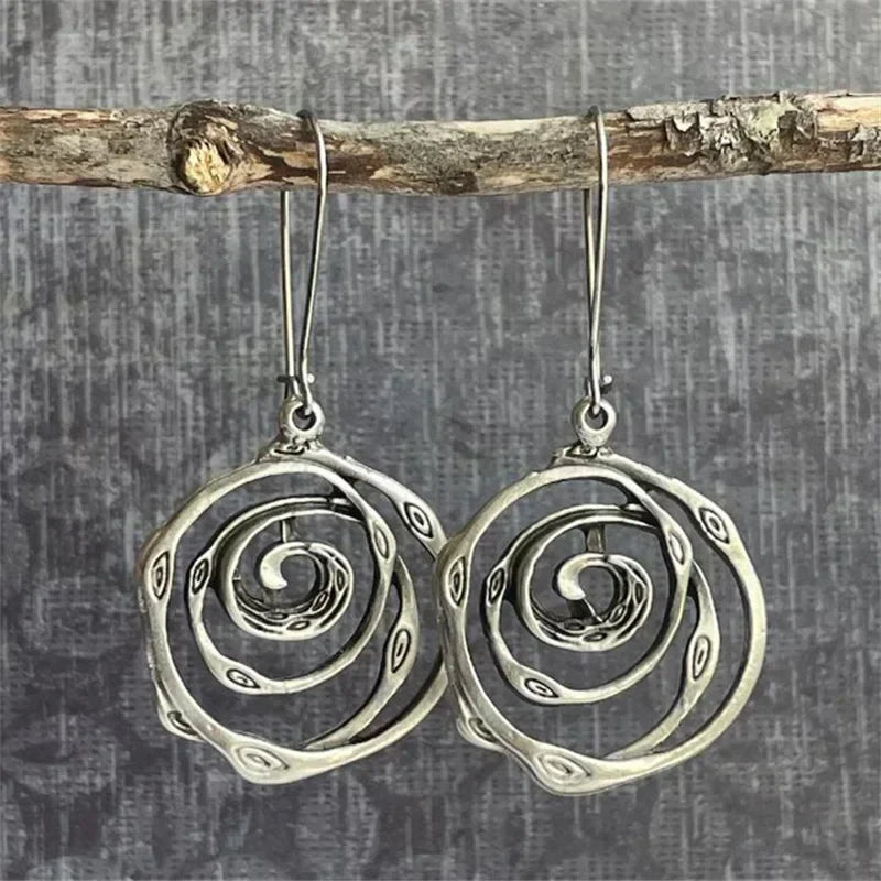 Vintage Silver Labyrinth Earrings
