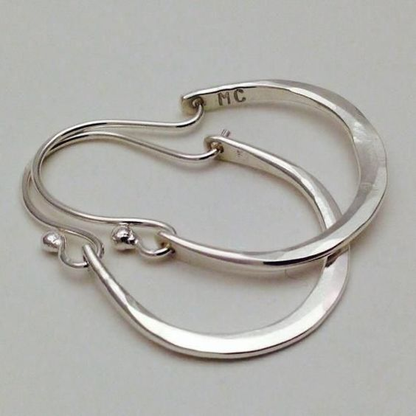 Silver Retro Hoop Earrings